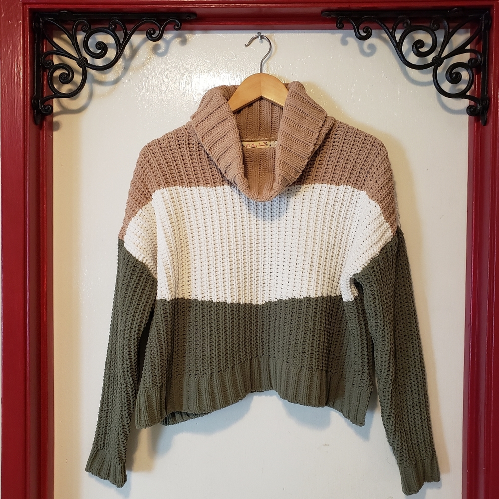 It's Our Time Chunky Knit Multi Colored Cropped Sweater
